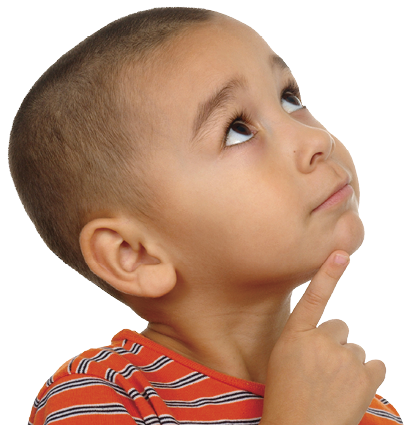 Vertical portrait of a 4-year-old hispanic boy looking up with a wondering or puzzled expression